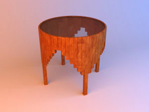 table basse en bois et verre Modèle 3D