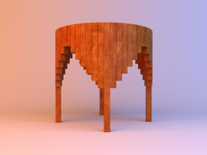 wood and glass coffee table 3D Model