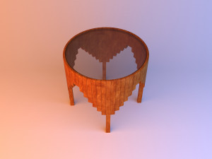 wood and glass coffee table 3D Model
