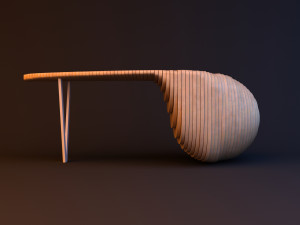 ergonomic parametric wood table Model 3D