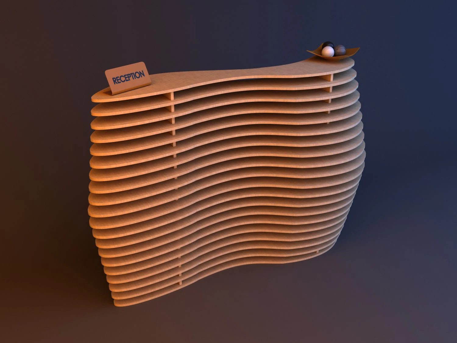 wooden parametric loft reception 3D Model .c4d .max .obj .3ds .fbx .stl .blend