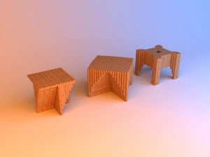 parametrich wooden stool tabouret 3D Model
