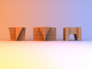parametrich wooden stool tabouret 3D 모델