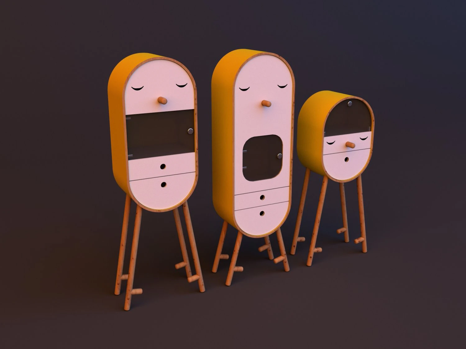 modular capsule cabinets - dresser 3D Model .c4d .max .obj .3ds .fbx .stl .blend