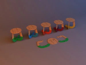 kids plywood chair cnc workshop furniture 3D Model