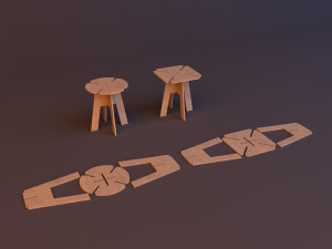 plywood child chair cnc workshop furniture 3D Model