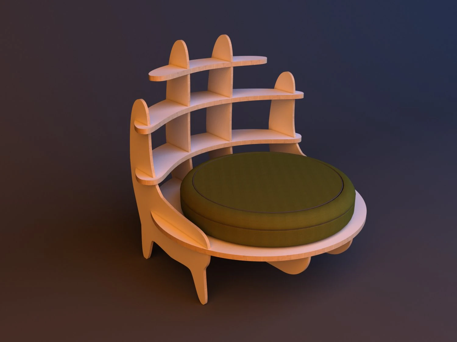 armchair shelf transformer 3D Model .c4d .max .obj .3ds .fbx .stl .blend 