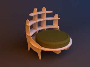 armchair shelf transformer 3D 모델