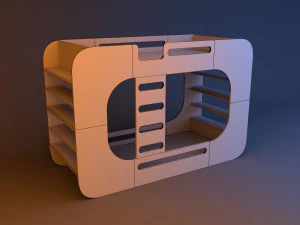 kids wood bunk bed 3D Model