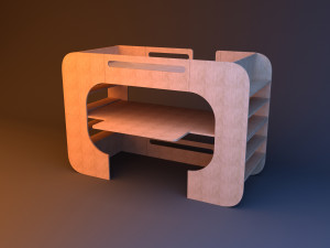 kids wood bunk bed Model 3D