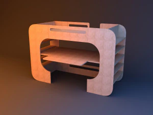 kids wood bunk bed 3D Model