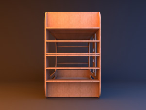 kids wood bunk bed Model 3D