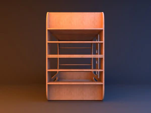kids wood bunk bed 3D Model