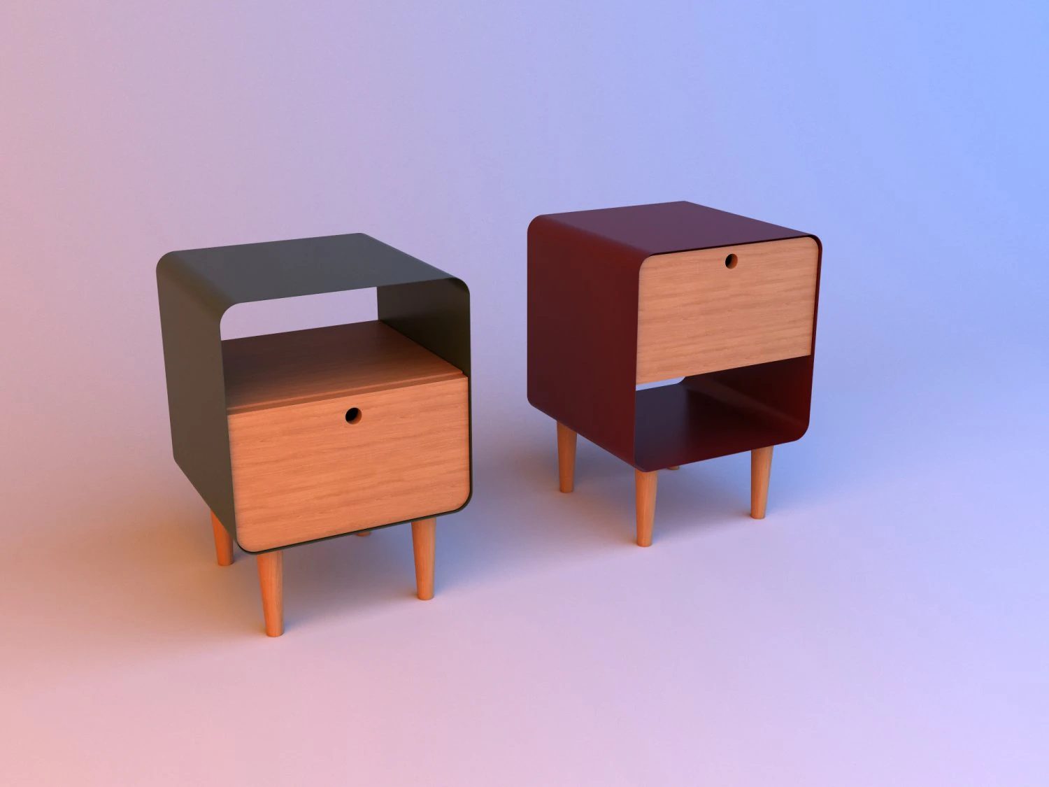 wood metal bedside table 3D Model .c4d .max .obj .3ds .fbx .stl .blend 