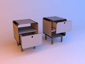 wood metal bedside table 3D 모델
