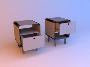 wood metal bedside table 3D Model