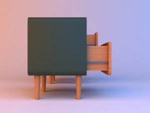 wood metal bedside table 3D Model
