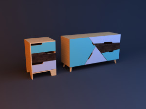 original wood commode and nightstand 3D Model