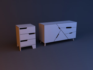 original wood commode and nightstand 3D Model