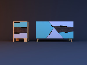 original wood commode and nightstand 3D Model