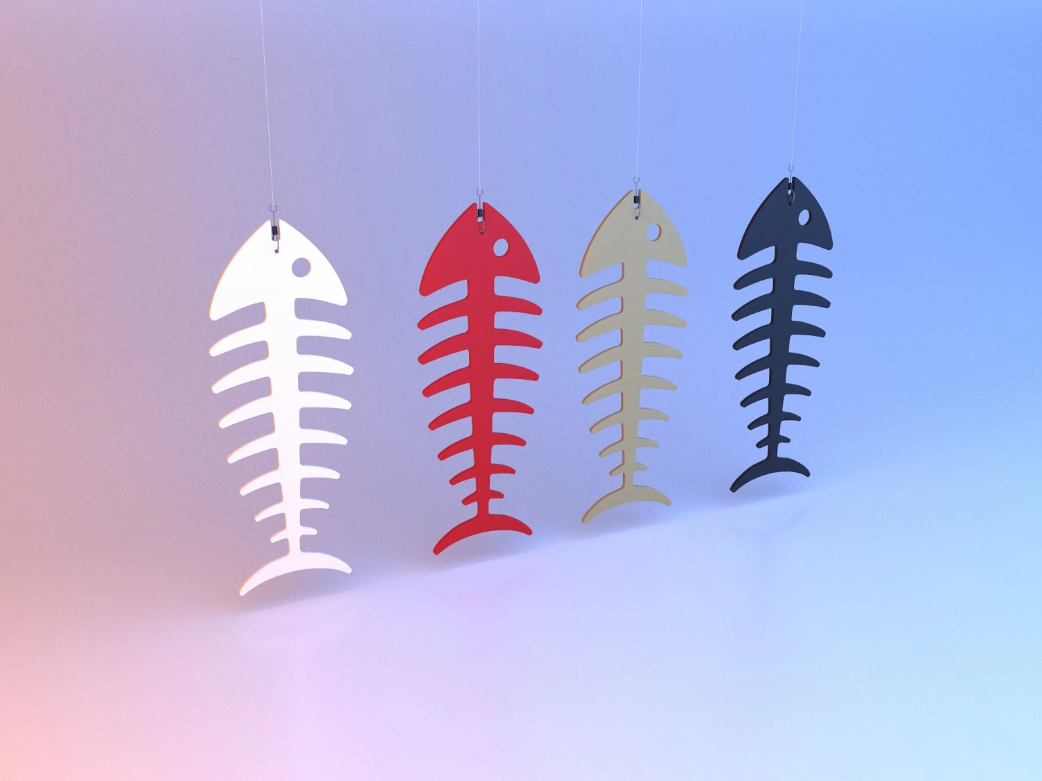 Fish skeleton hanger 3D Model .c4d .max .obj .3ds .fbx .stl .blend 