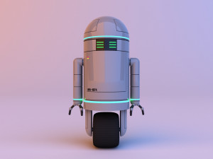 Futuristic cute robot -android Modèle 3D