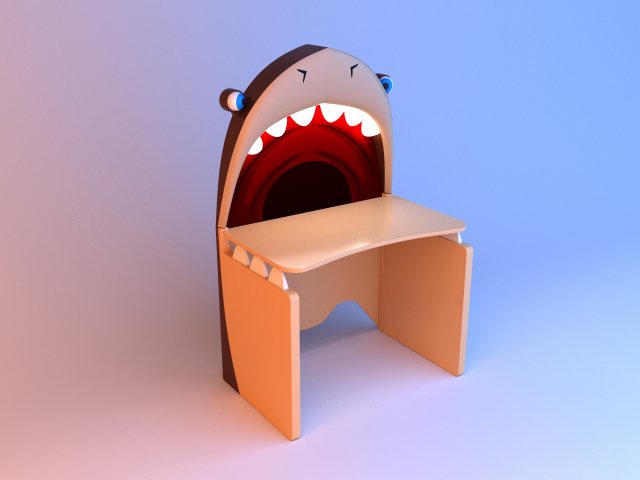 Kids shark table 3D Model .c4d .max .obj .3ds .fbx .stl .blend 