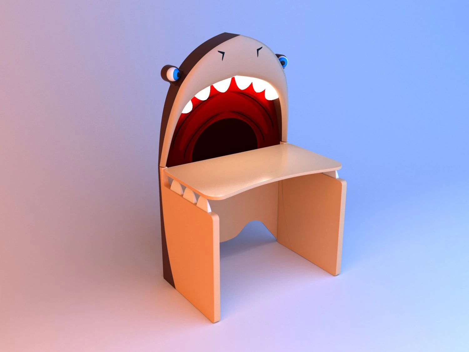 Kids shark table 3D Model .c4d .max .obj .3ds .fbx .stl .blend 