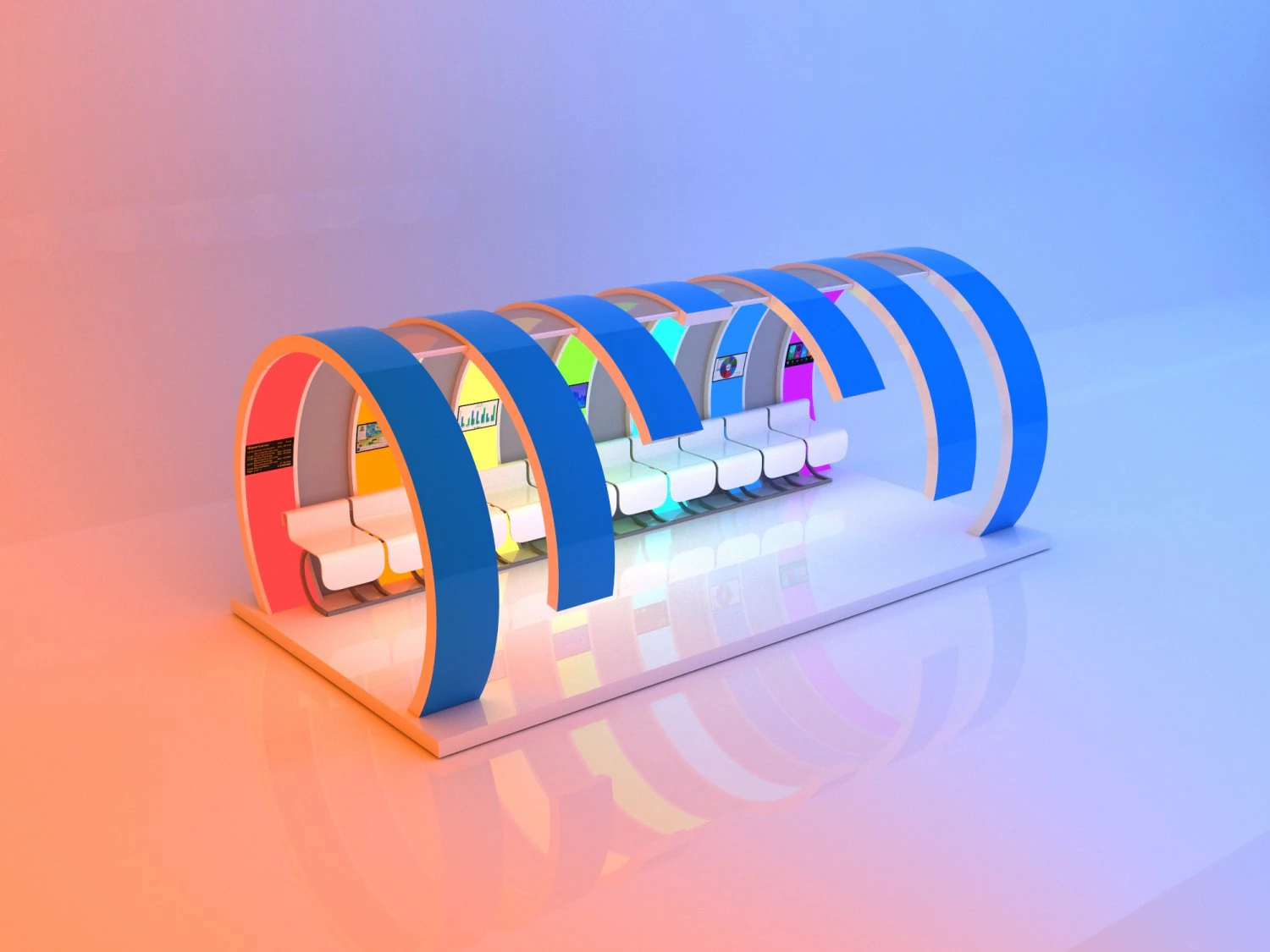 K&uuml;resel g&ouml;kkuşağı otob&uuml;s durağı 3D Model .c4d .max .obj .3ds .fbx .stl .blend 