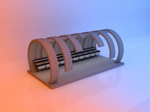 K&uuml;resel g&ouml;kkuşağı otob&uuml;s durağı 3D Model