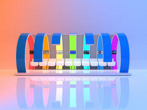 Spherical rainbow bus stop 3D Model