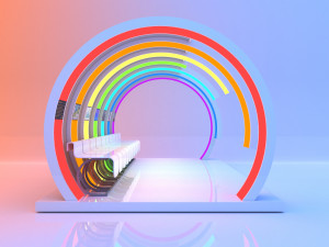 Spherical rainbow bus stop 3D Model