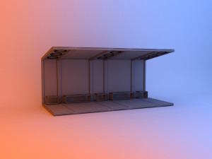 Futuristic mix color bus stop with light 3D 模型