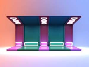 Futuristic mix color bus stop with light 3D 模型