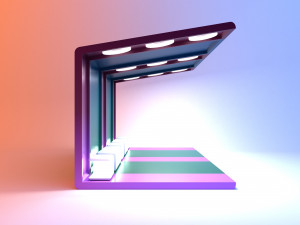 Futuristic mix color bus stop with light 3D 模型