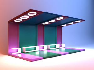 Futuristic mix color bus stop with light 3D 模型