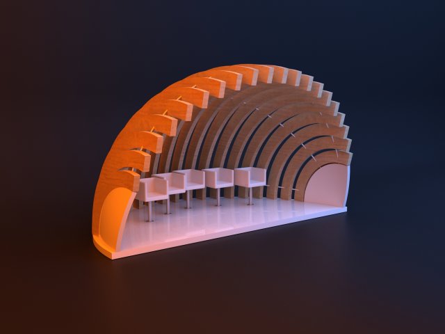 Parametric scifi spherical bus stop Model 3D .c4d .max .obj .3ds .fbx .stl .blend 