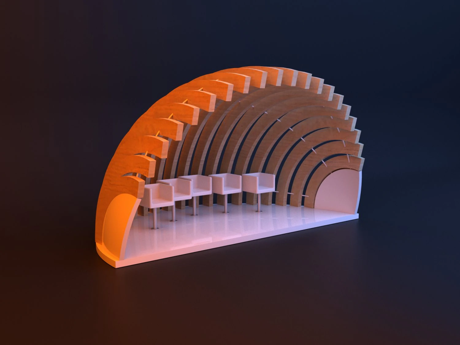 Parametric scifi spherical bus stop 3D Model .c4d .max .obj .3ds .fbx .stl .blend 