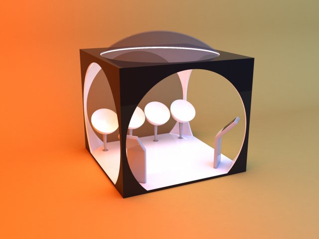 Sci-fi cube sphere bus stop 3Dモデル .c4d .max .obj .3ds .fbx .stl .blend 