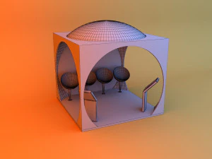 Sci-fi cube sphere bus stop 3D Model