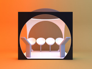 Sci-fi cube sphere bus stop 3Dモデル