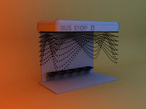 Loft scifi bus stop with garland 3D Model