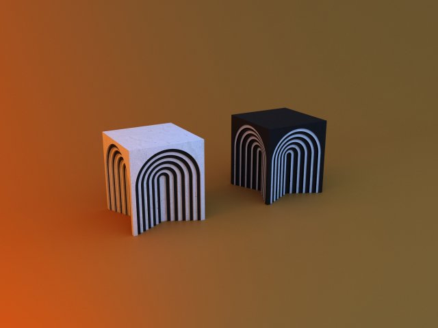 Concrete side table-chair Modello 3D .c4d .max .obj .3ds .fbx .stl .blend 