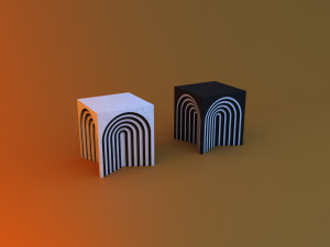 Concrete side table-chair Modelo 3D