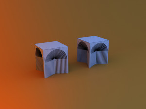 Concrete side table-chair Modello 3D
