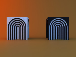 Concrete side table-chair Modello 3D