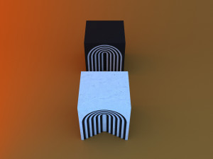 Concrete side table-chair Modello 3D