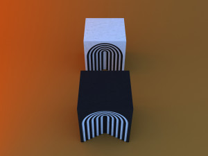 Concrete side table-chair Modello 3D