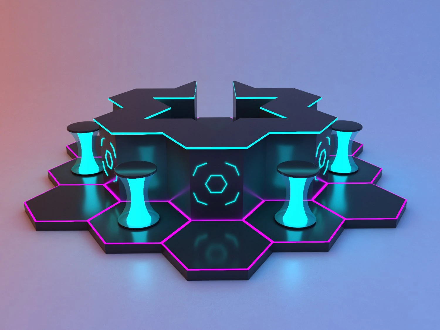 Futuristic scifi bar 3D Model .c4d .max .obj .3ds .fbx .stl .blend