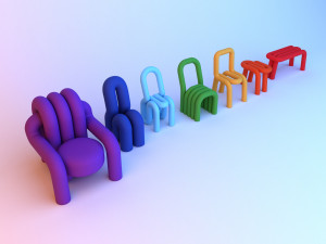 Moustache Big-Game Bold Stool-table set 3D 모델